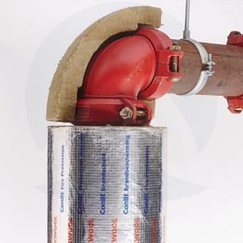 139,7/60 mm Rockwool Conlit PS 150 – 90° Sprinklerbogen-Section aus Steinwolle